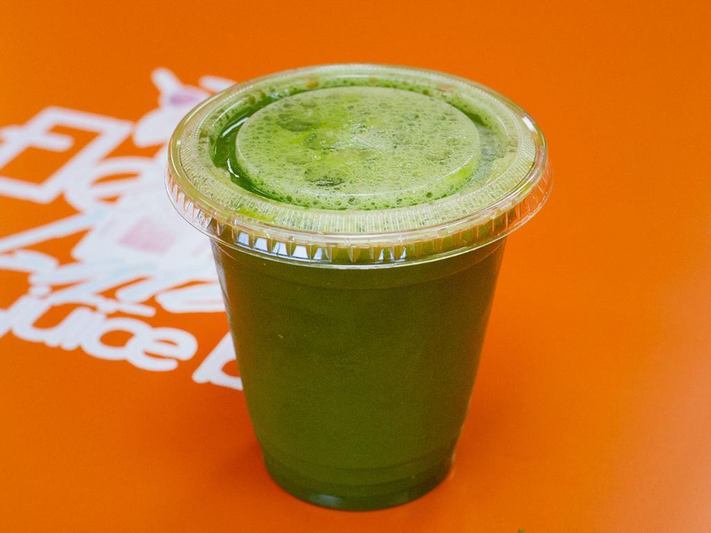 12 oz. Good Vibrations Juice · Pineapple, spinach, kale, cucumber and apples.