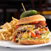 Diablo Burger · Served with lettuce, onions and diablo spread and a side of fries.