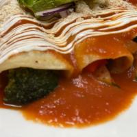 Verdes o Rojas Enchiladas  · Three soft corn tortillas filled with choice of protein, choice of salsa, sour cream, queso ...