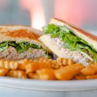 Tuna Melt Sandwich  · Tuna, mayo, celery, Swiss cheese, arugula, on your choice of Wheat or Sourdough bread
