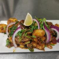 Royyala Vepudu · A famous South Indian shrimp dish, prawns (shrimp) deep fried with herbs and spices.