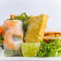 Shrimp Roll · 2pc per order. steamed shrimp. Chilled rice paper rolled with a combination of fresh green l...