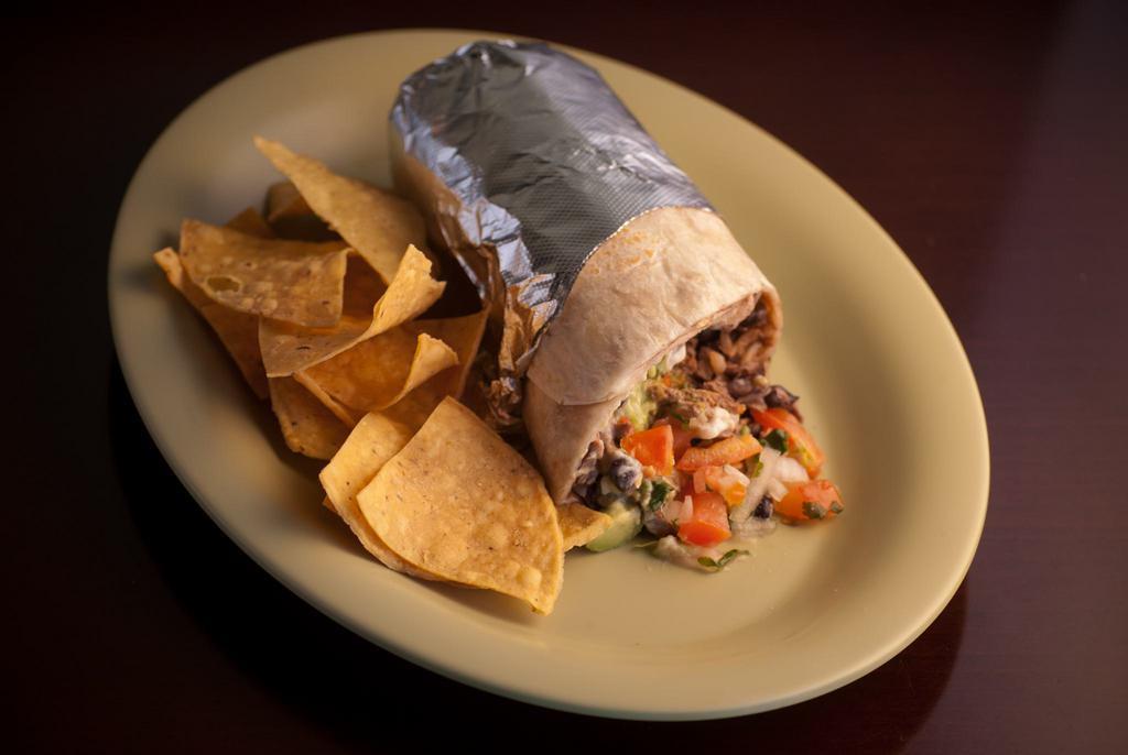 Regular Burrito · Meat, rice, beans and salsa.
