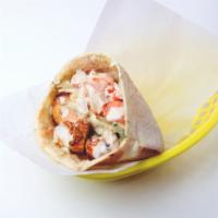 Chicken Kebob Sandwich · Chicken kebob 	marinated cubes of chicken breast, skewered and grilled; served in a pita poc...