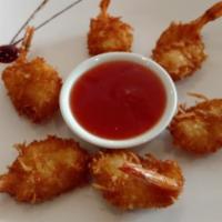 8. Coconut Shrimp · Breaded shrimp fried to golden crispy. Served with Thai garlic sauce.