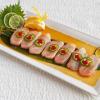 10. Yellowtail Jalapeno · Yellow tail sashimi with jalapeno. Served with special sauce. Spicy.