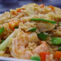 1. Thai Fried Rice · Thai jasmine rice stir fried with egg, peas, carrots, scallions and your choice of meat.