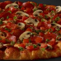 X-Large Italian Garlic Supreme® Pizza · 16 slices. Pepperoni, Italian sausage, tomatoes, mushrooms, green onions and lots of garlic ...