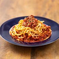 Bolognese Spaghetti · Fresh spaghetti with beef, pork and housemade marinara.