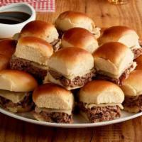 Beefeater Sliders Tray (4990 cal) · Hot roast beef with provolone and mayo on tasty potato slider buns. Served with au jus on th...