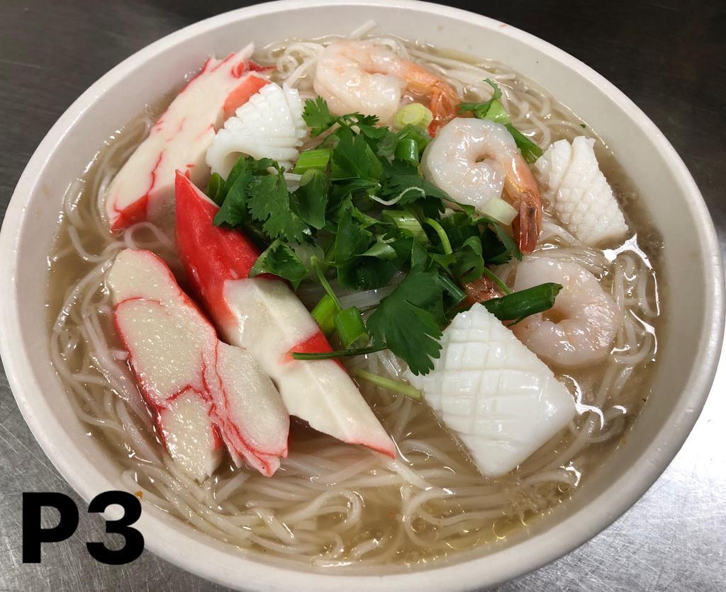 P3. Seafood Pho · Shrimp, squid and imitation crab.