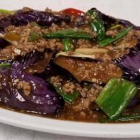 Spicy Chinese Eggplant Stir Fry · Meat choice chicken. pork and beef.