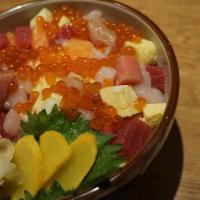 Chirashi Don · Assorted sashimi over rice.