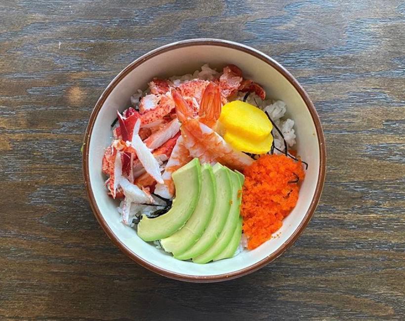 Lobster Donburi  · Lobster with cooked shrimp, masago, avo on the rice