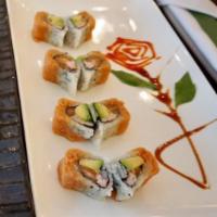 Valentine Roll · Salmon and avocado with spicy tuna over. 
