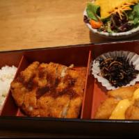 Tonkatsu Bento Box  · Tonkatsu with a choice of side dish.