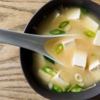 Miso Soup · Tofu, soybean paste, seaweed and scallions.