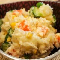Japanese Potato Salad · Japanese potato salad with carrots and cucumber.
