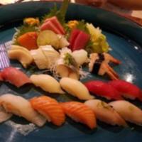 Sushi and Sashimi Combo · 7 piece sashimi, 5 piece nigiri and 1 roll. Served with miso soup and choice of salad or rice