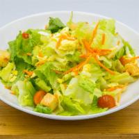 Garden Salad · mixed greens, diced egg, shredded carrots, cherry tomatoes and garlic Parmesan croutons