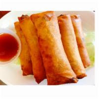 1. Vegetarian Egg Roll  · 6 pieces. Egg rolls made in with mixed vegetables then deep fried crispy.  Served with Sweet...