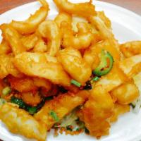 8. Salt and Pepper Calamari · Deep fried Calamari then stir-fried with salt and pepper.