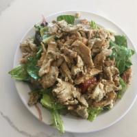Chicken Salad (half) · Greek salad topped with chicken shawarma.