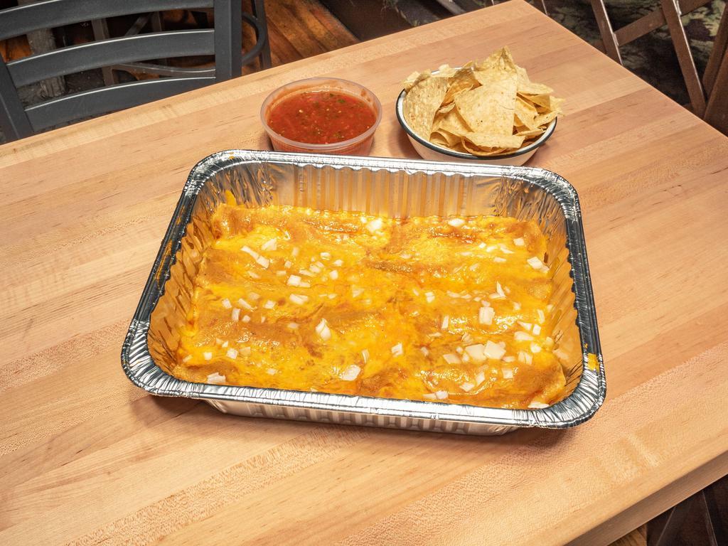 Enchiladas 8 Pack · Tray of 8 enchiladas. Choose from chicken, spinach, or cheese.