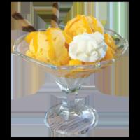 I01. Mango Sundae · Mango Ice Cream with mangoes