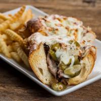 The Cheef Sandwich · Our delicious homemade Italian beef on Italian bread with melted mozzarella cheese on top an...