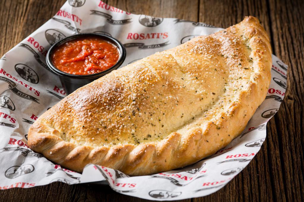 Cheese Calzone · Crisp baked Italian turnover with Rosati's pizza sauce, mozzarella cheese and choice of ingredients. Served with a side of marinara sauce.