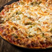 Fabulous Four Pizza · Gourmet Italian sausage, mushroom, onion and green pepper.