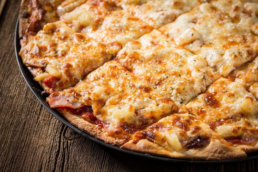 The Hawaiian Pizza · A blend of Rosati's pizza and BBQ sauces, Canadian bacon, and pineapple.
