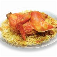 Haneeth Chicken · Roasted meat seasoned with spices. Served with rice and chatni.