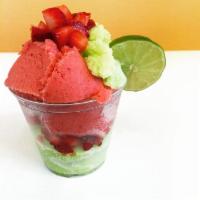 Strawberry Limeade · Strawberry and lime fresh  strawberries topping 