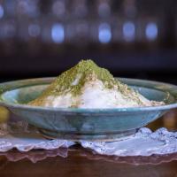 Spring Hill Potbingsoo · Matcha. Shaved ice with red bean paste, condensed milk, powder topping and mochi.