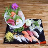 SC5. Sushi and Sashimi Deluxe Combination · Assorted sashimi—2 pieces of tuna, salmon, red snapper and whitefish. Assorted sushi—7 piece...
