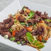 Mongolian Beef · Fried beef tossed in mongolian sauce and fresh scallions.