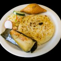 4. 1 Pupusa with 1 Pork Tamale and 1 Pastelito Meal · 