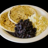 7. 2 Pupusa with Rice Meal · Your choice of black, pinto or refried beans.