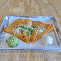 Cheese Quesadilla · Shredded Jack Cheese on a Toasted Flour Tortilla with Guacamole & Sour Cream on the Side
