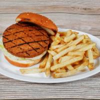 Boca Burger · Tofu patty. Dressed with lettuce, onion, tomato, mayo and yellow mustard. Served with Cajun ...
