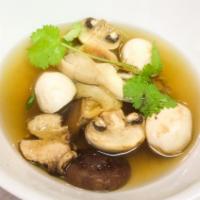 Mushroom Soup  · Combination of wild mushroom in clear broth.