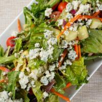 Mista Salad · Romaine, mixed greens, tomato, cucumber, carrots, red onion, Gorgonzola cheese, balsamic dre...