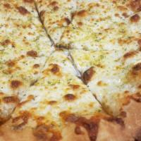 White Pizza  · Mozzarella, Italian herbs, garlic Parmesan drizzle.