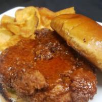Nashville Chicken Sandwich  · House breaded spicy fried chicken, dipped in Nashville
hot sauce, on a toasted brioche bun w...