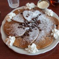 Chocolate Chippies · Chocolate melted into pancakes and then topped with chocolate morsels, accompanied with real...