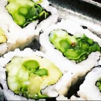 Green Goddess Maki · Cooked. 6 pieces. Asparagus, cucumber, avocado, and radish sprouts. Vegetarian option availa...