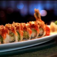 Spicy Craw Fish Maki · Shrimp tempura, avocado, jalapeno and cream cheese roll topped with spicy craw fish. Spicy L...
