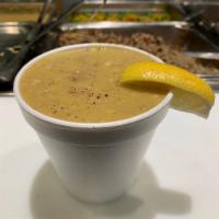 (Vegan) Grandma Zarifa's Lentil Soup  · One of our customers favorites. Silky Red lentils simmered down with , onions, and tradition...